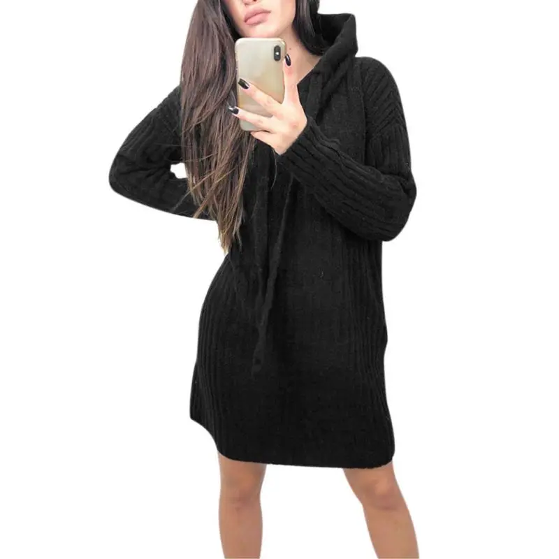 

Women Plus Velvet Pullover Hoodie Plus Size Solid Color Long Sleeve Casual Warm Winter Autumn Loose Dress