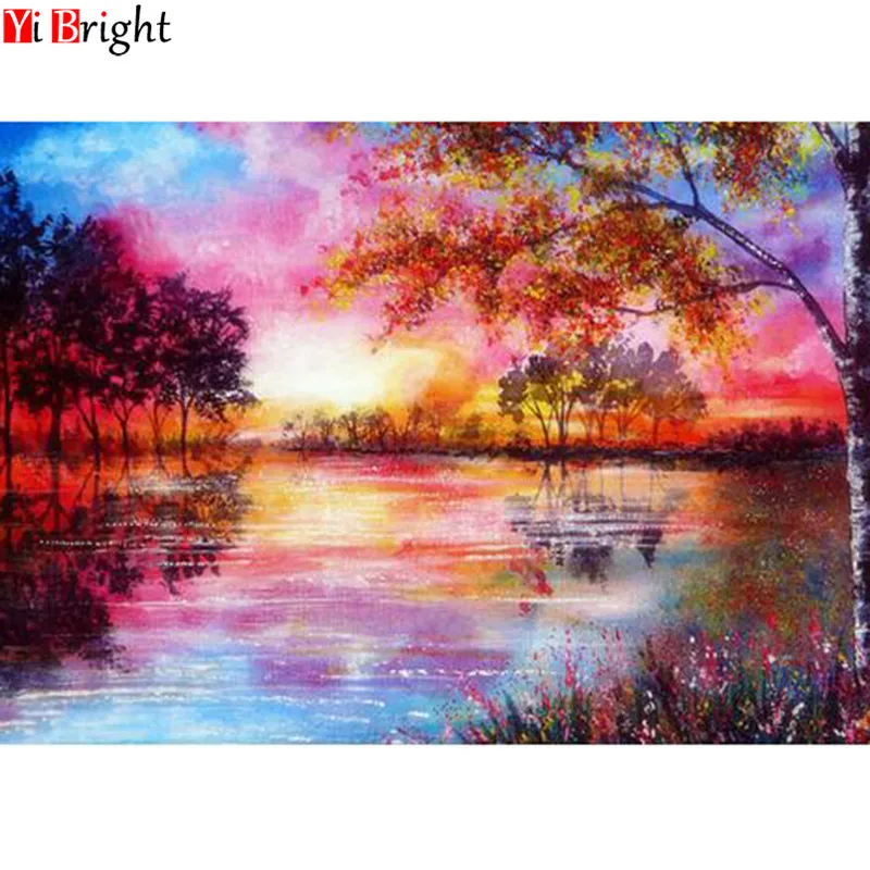 

Full Square/Round Drill 5D DIY Diamond Painting "landscape lakeside" Embroidery Cross Stitch Mosaic Home Decor Gift XY1