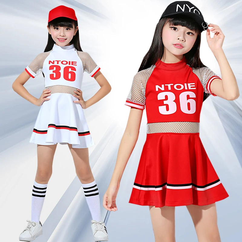 White Children Kids Girls Cheerleader Costume School Child Cheer ...