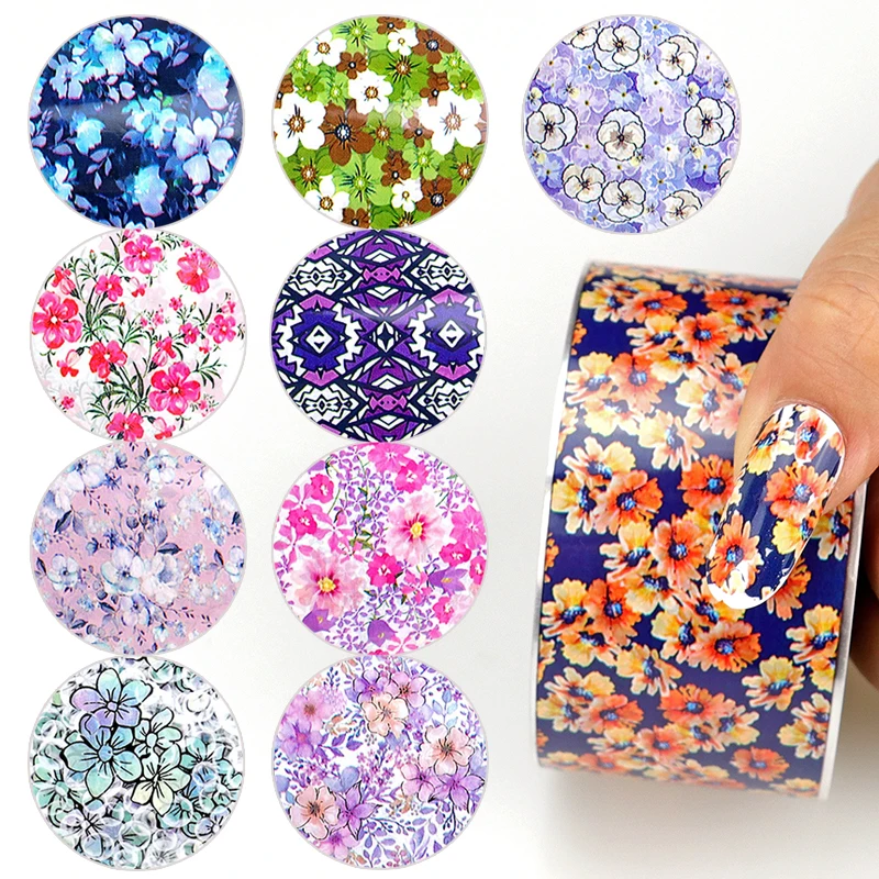 

Nail Foil Roll 120M Nail Foils Mixed Flower Patterns Transfer Sticker Decal Nail Art Decoration Tips DIY Design