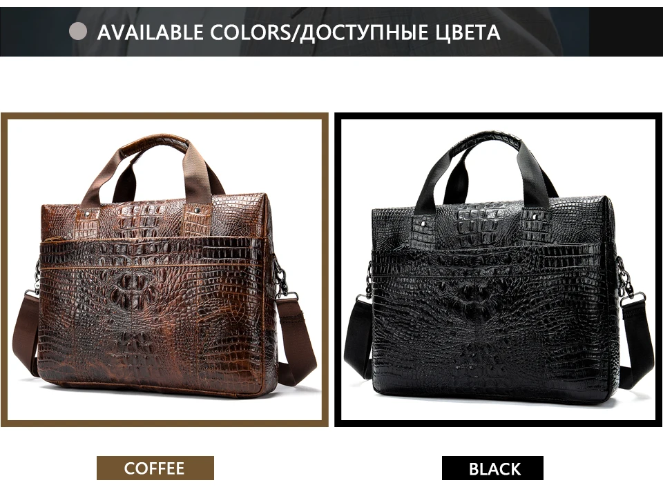 Men 's Briefcase Bag Man Genuine Leather Laptop bags for Men Business Messenger Shoulder Handbags for 14 inches Computer Bag 4