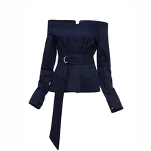 Элегантные футболки с вырезом лодочкой, пояс-кушак, туника, женские офисные футболки, топы, модные топы с длинными рукавами