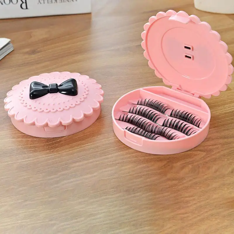 

False Make Up Cosmetic Eyelashes Storage Case Bow Makeup Plastic Box Organizer Home Tools
