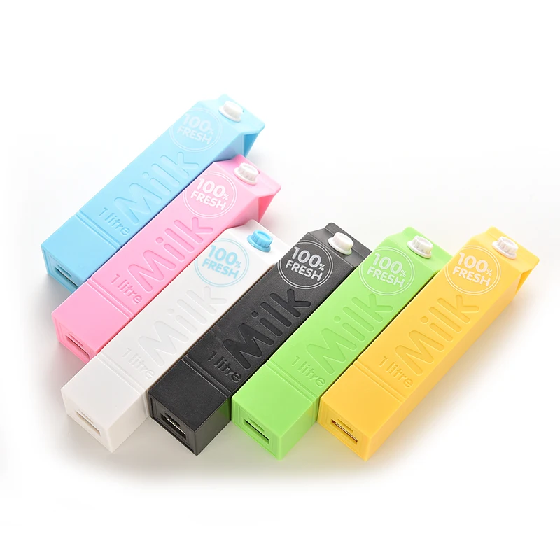 Lovely Milk Carton Box 2600mAh Power Bank External Battery Charger For Iphone6 6 plus 5s 5 5c and other mobile phones