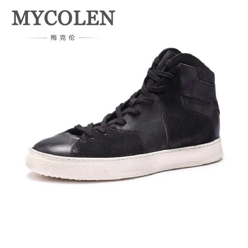 

MYCOLEN Flats Leather Casual Shoes Men Breathable Fashion Simple Male Shoes Man Durable Lace Up High Shoes Zapatos Hombre