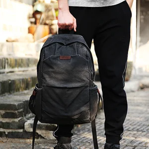 Image 5 - Muzee Canvas Backpack for Men School USB Charging Port  Bags Travel Laptop College Student backpack Travel Daypack black 1898