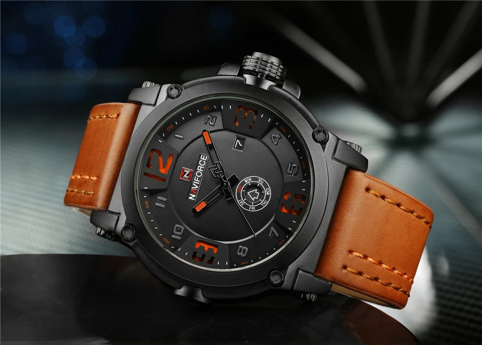 Топ люксовый бренд NAVIFORCE мужские спортивные часы мужские кварцевые часы с датой кожаные военные наручные часы Relogio Masculino