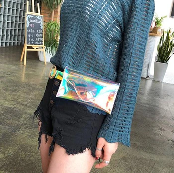 

Girls Transparent Purse Laser PVC Wallet Buckle Coin Pouch Chest Pocket Bag