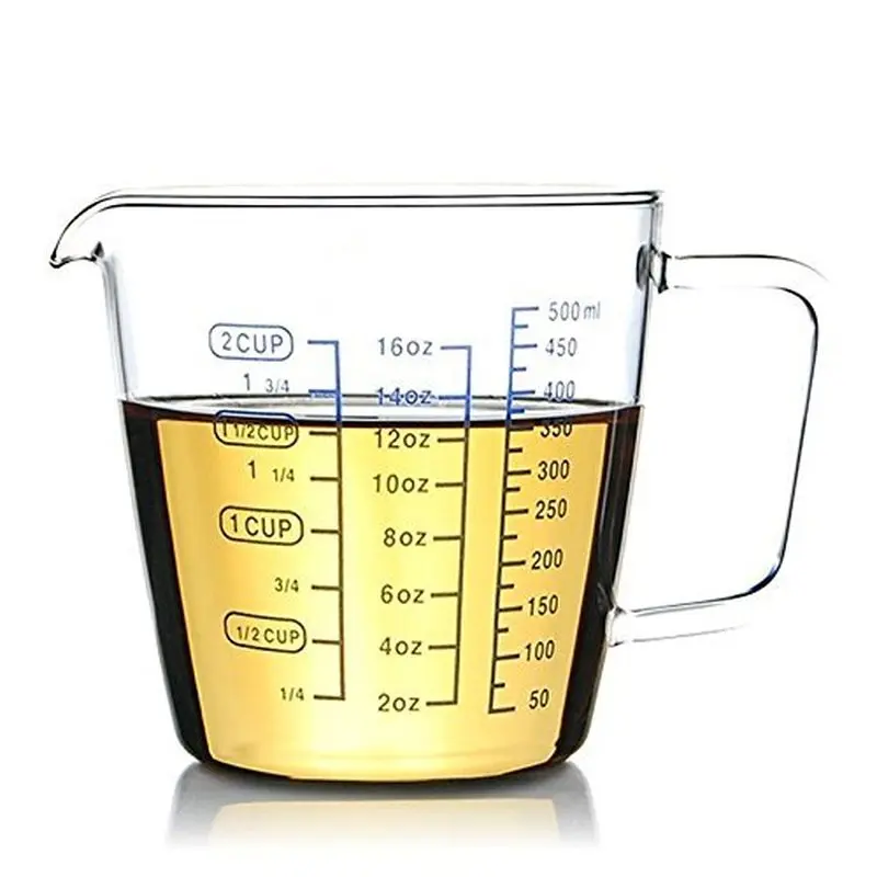 2 Cup Borosilicate Glass Measuring Cup with 50ML Intervals Scale New
