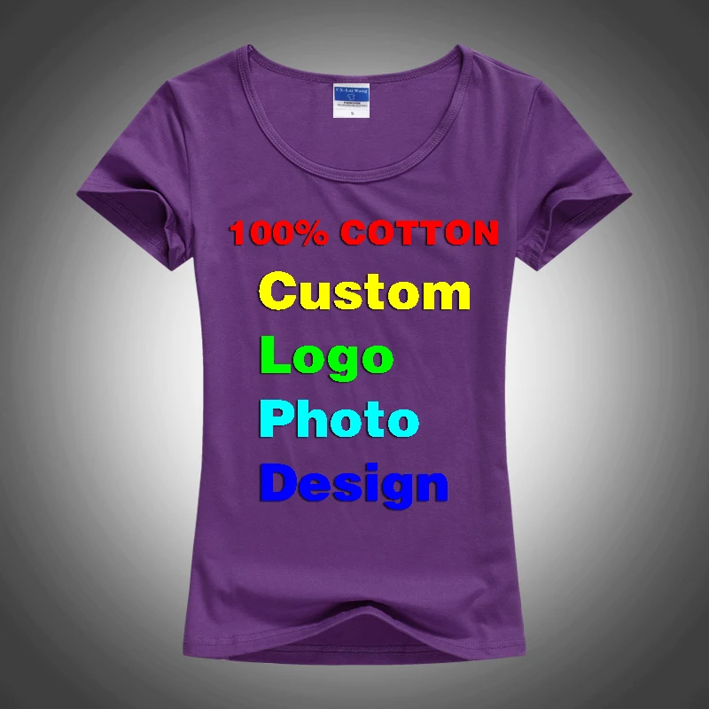 Slim Sexy Custom Tee Shirt  Logo Photo Text Print for Women Ladies Summer Cool Basic Cotton T-Shirt Short Sleeve Tshirt 2