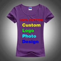 Slim Sexy Custom Tee Shirt  Logo Photo Text Print for Women Ladies Summer Cool Basic Cotton T-Shirt Short Sleeve Tshirt 2