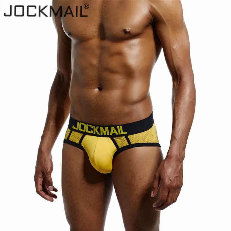 JOCKMAIL Брендовые мужские трусы из дышащей сетки сексуальное мужское нижнее белье