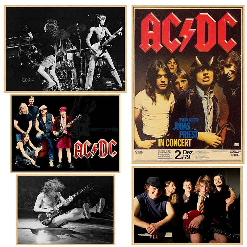

Vintage Poster ACDC Kraft retro retro old rock and roll old poster Euro & American music team star retro poster