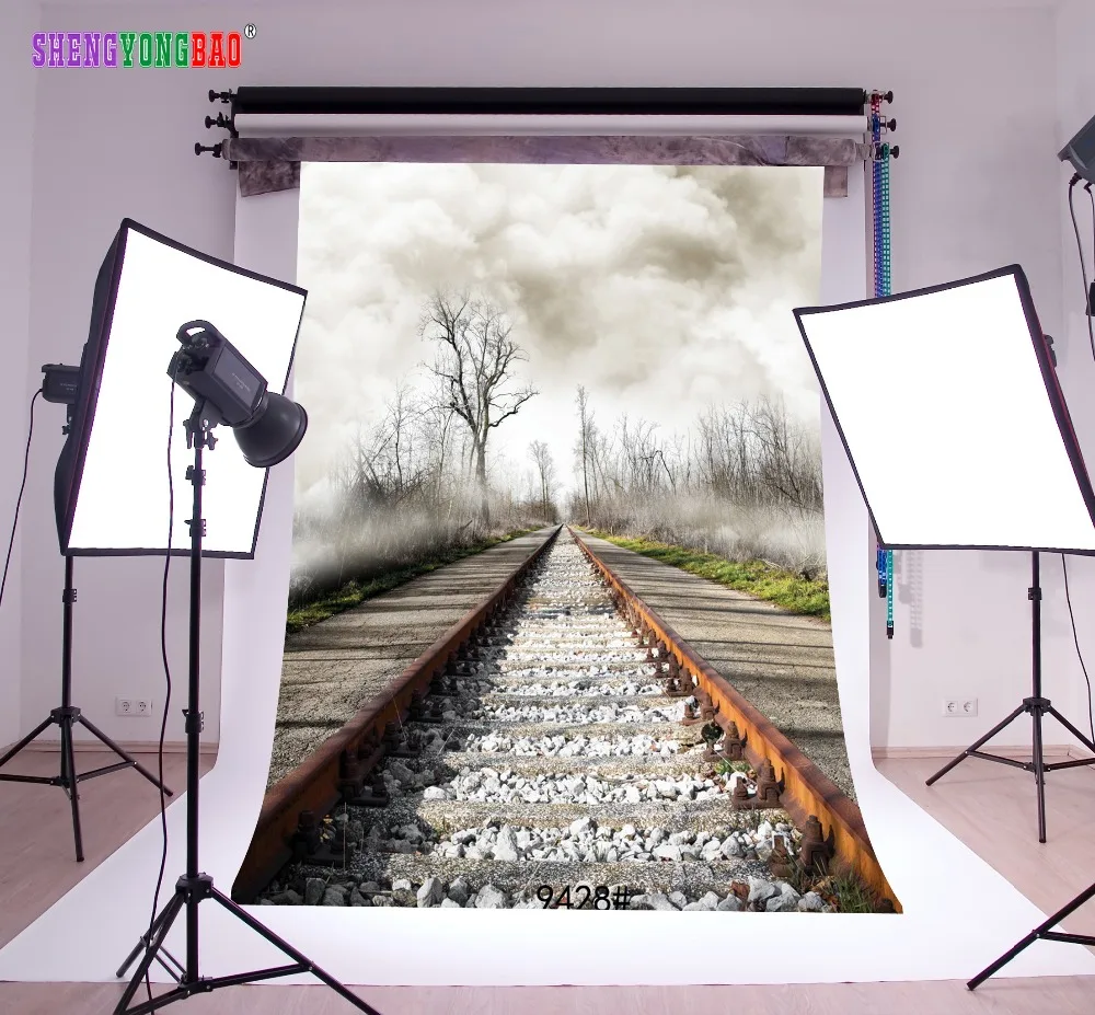 

SHENGYONGBAO Art Cloth Custom Photography Backdrops Prop railway Theme Photography Background 9428