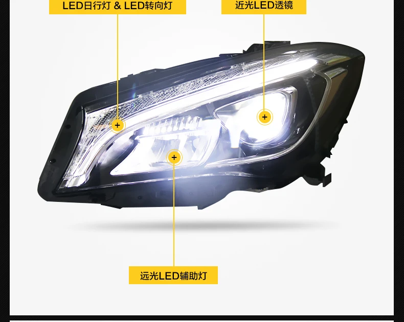 Автомобильный Стайлинг для Mercedes-Benz CLA W117, головной светильник в сборе, низкий,, высокий, с разблокировкой, с оттенком синего цвета, дневной ходовой светильник