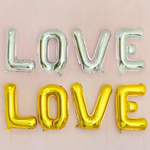 

Propose the new aluminium film LOVE letters balloon balloon 30 inch gold letters balloons Silver is complete