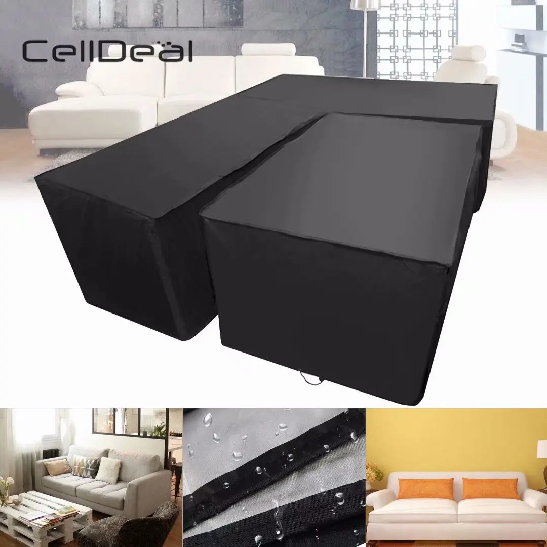

2PC L Waterproof Cube Shape Corner Furniture Sofa Rattan Durable Cover Outdoor Proof Covers for Sofa Table Chair