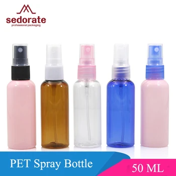 

Sedorate 50 pcs/Lot 50ML Perfume Refillable Bottle Plastic PET Mist Spray Lotion Bottle Cosmetic Makeup Containers JX019