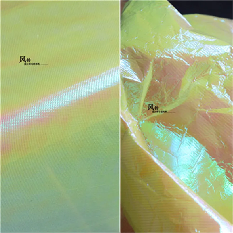 50 см* 100 см/piece соединение 7 цветной лазерный желтый банан Переливчатость защиты воды одежда ткани лучше чем ПВХ