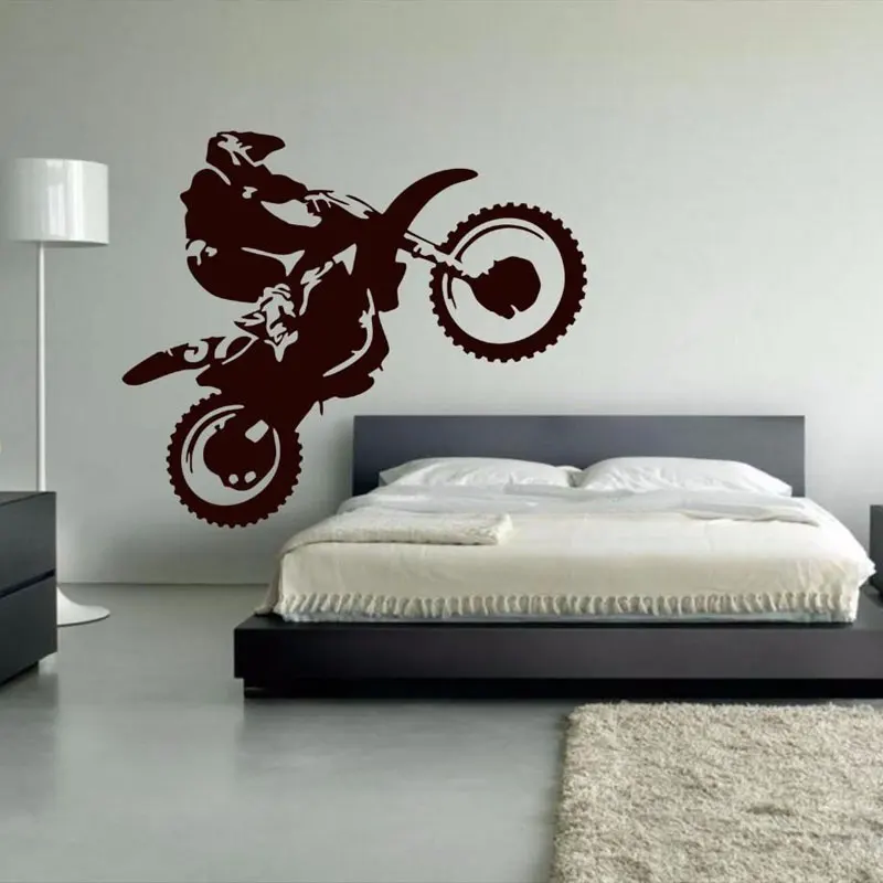 

Motocross Vinyl Wall Decal Motorcycle Moto Wall Art Home Decals For Living Room Cool Bedhead Sticker For Boy YD07