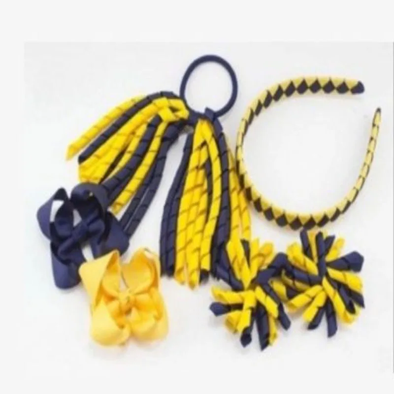 

6 BLESSING Good Girl Corker Hairbow Ponytail Streamers Bow Elastic Clip