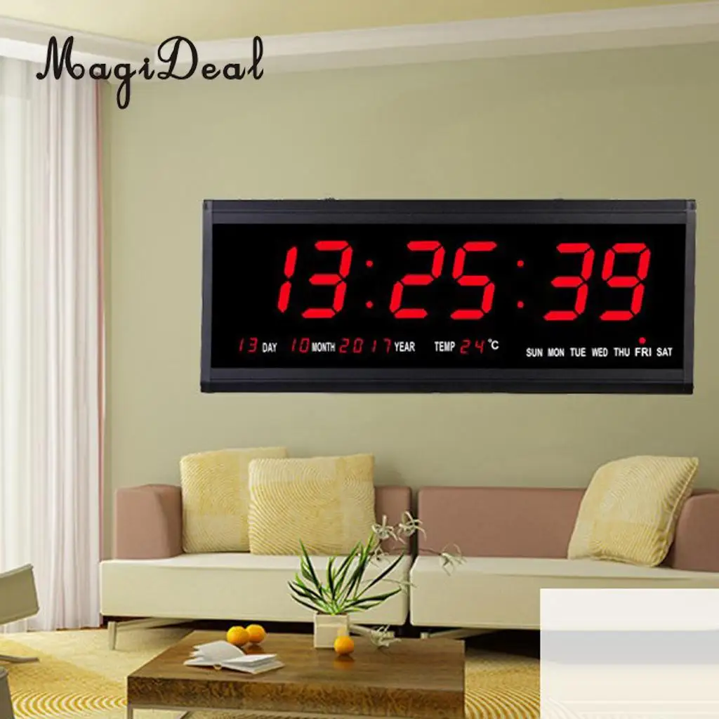 

Home Office Supplies LED Clock with Indoor Temperature Reader Date Calendar 24H Display Commercial