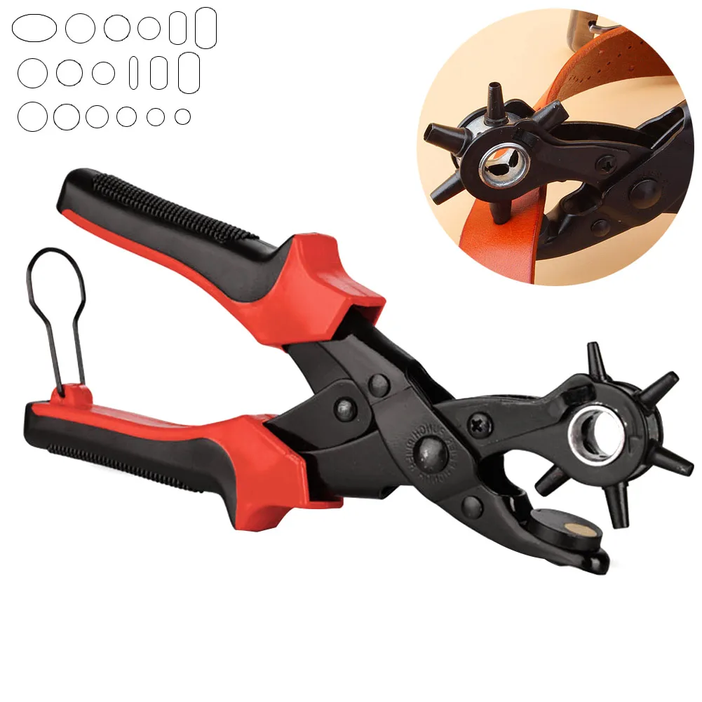 Preise Neue Heavy Duty Strap Leder Locher Hand Zange Gürtel Punch Revolving DIY Werkzeuge HG99
