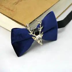 Роскошный 2018 брендовый мужской золотой бархатный стильный банкетный галстук-бабочка однотонный Новый Олень голова Бабочка ожерелье