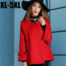 2015Fashion Women flare sleeve winter woolen trench coat lapel collar flare top cloak outwear loose ladies Abrigos MujerXXXXXL