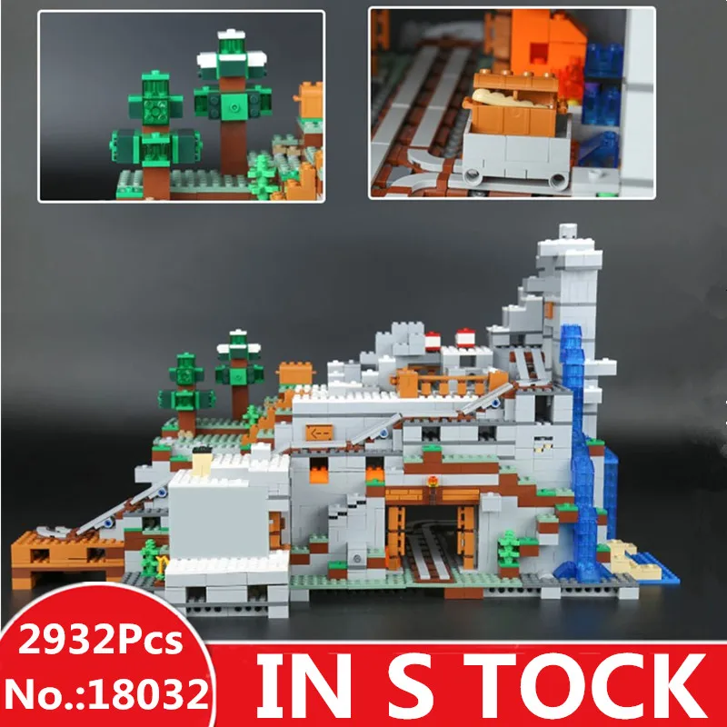 

IN STOCK LEPIN 18032 Miniecraft 2932pcs My The Mountain Cave worlds Model Building Kit Blocks Bricks Toy for Children 21137