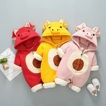 Cute pig romper Baby animal jumpsuit infant baby boy pig hooded jumpsuit kids girls winter outerwear clothing Toddler clothes baby pig pig walks