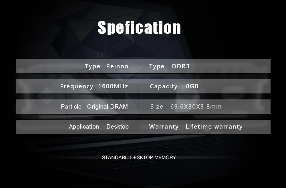 Оперативная память eeinno ddr3 8 Гб 1600 МГц 1,35 в NON-ECC 12800 МБ/с./с 204pin пожизненная гарантия Одиночная Память ОЗУ ноутбук Прямая поставка с фабрики