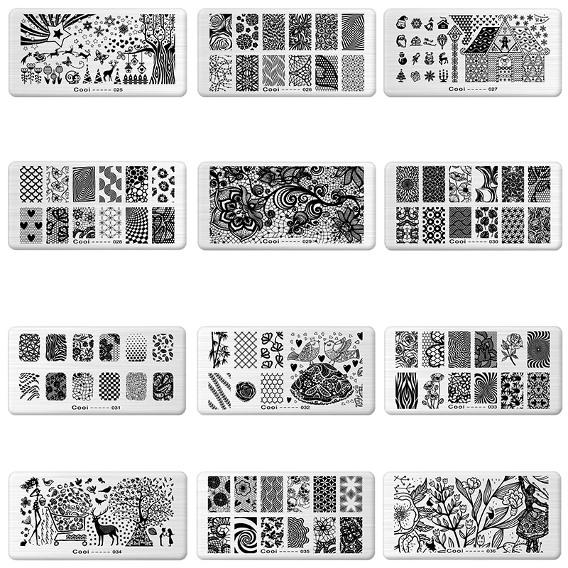 

24 Styles Grid Pattern Flower Girl Design Stainless Steel Nail Stamping Plate Rectangle Template Printing Nail Art Tool LCW13