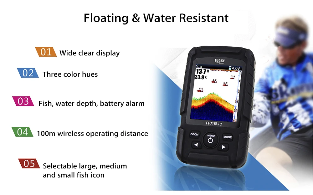 LUCKY FF718LiC рыболокатор детектор Интеллектуальный беспроводной Sonar преобразователь датчика Fishfinder с ЖК-дисплеем с usb-кабелем