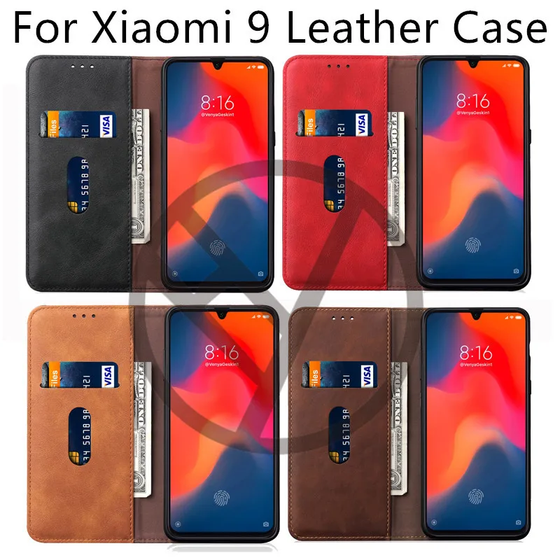 

Black Red Brown For Xiaomi mi 9 Case Luxury Leather Retro Stand Wallet Flip Cover Case For Xiaomi mi9 mi 9 Filp Phone Case