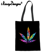 Бесшумные дизайны мультфильм Apocynum венетум шаблон печатных многоразовые парусиновые сумки для покупок для женщин девочек ткань складной мешок Лен