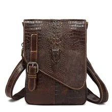 Luxury Men Genuine Leather Crocodile Pattern Bag Business Messenger Bag Buckle Design Crossbody Shoulder Bag Flap Bag Portfolio