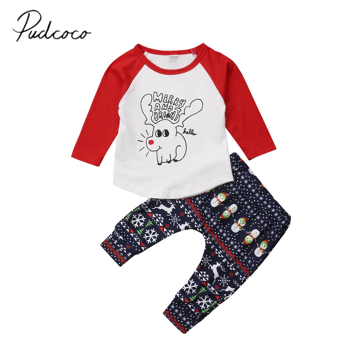 2018 Brand New 0-3Y Infant Baby Boy Girl Christmas Clothes Set 2PCS Longsleeve Cartoon Santa Elk Pullover Sweatshirt Tops+Pants | Детская