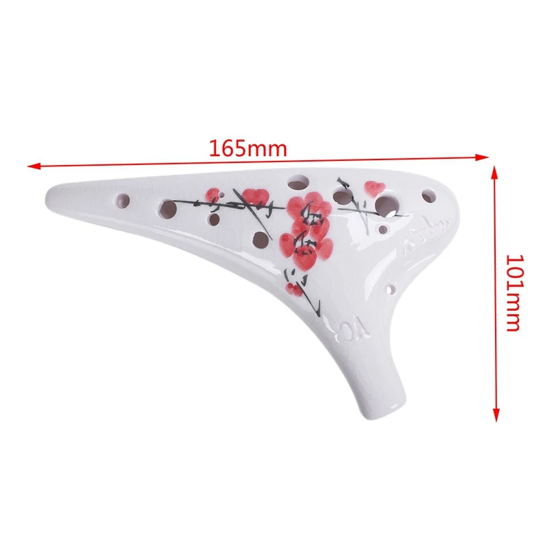 

Porcelain Pottery Ocarina Flute 12-Hole Alto C Ac Instrument Red Plum