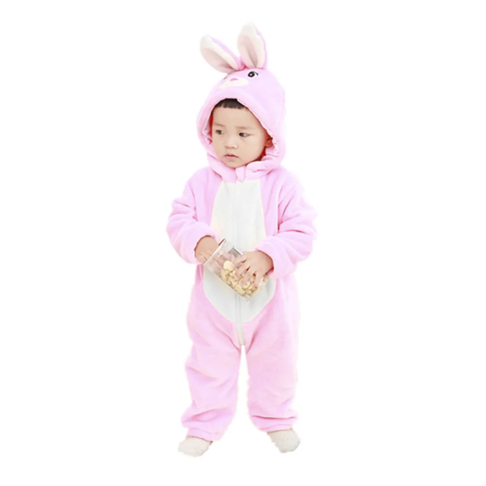 Детский розовый костюм для косплея с изображением кролика кигуруми, детский комбинезон, фланелевый комбинезон, удобный фантазийный костюм