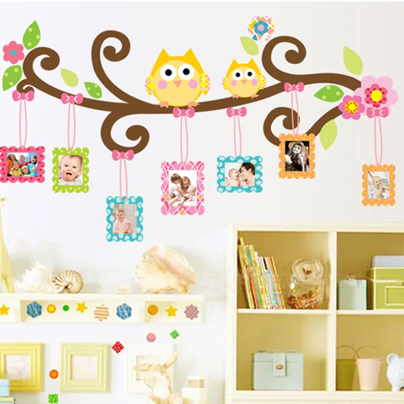 Cute Owl Cartoon Wall Stickers Removable Kids Room Bedroom Creative
