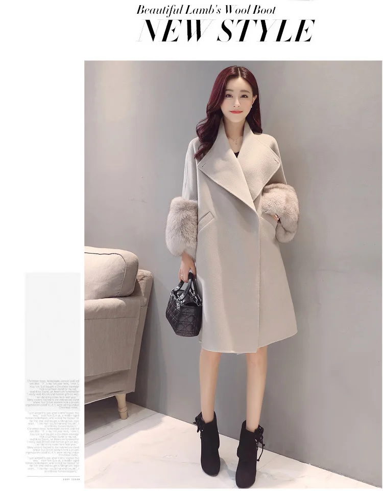 Высококачественные Весна и осень и зима шерстяное пальто тонкий длинный участок корейская модная женская пальто шерстяное пальто