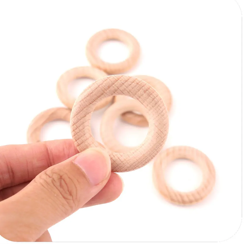 Bpa Free Beech Wooden Ring Baby Teether Teething Ring Round DIY Pacifier Chain Bracelet Accessorie Toys 5Pcs 40/54/70/80mm teething toys,baby teething toys