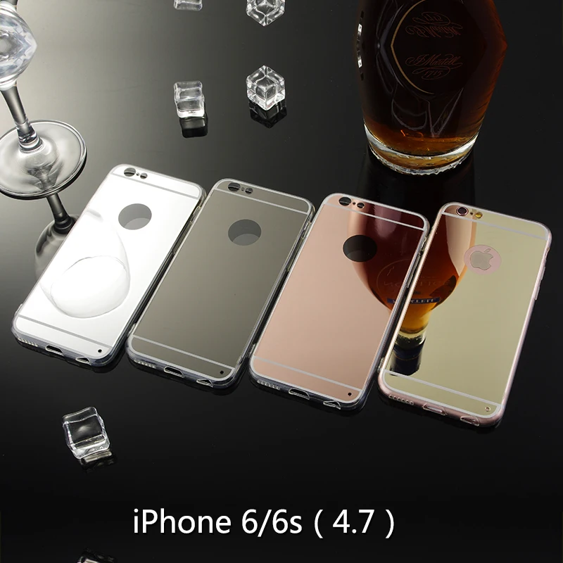 

6S Rose Gold Phone Case For Apple iPhone 6 Mirror Case Soft TPU Back Cover Case For iPhone 6S Espelhada Cell Phone Shell Celular