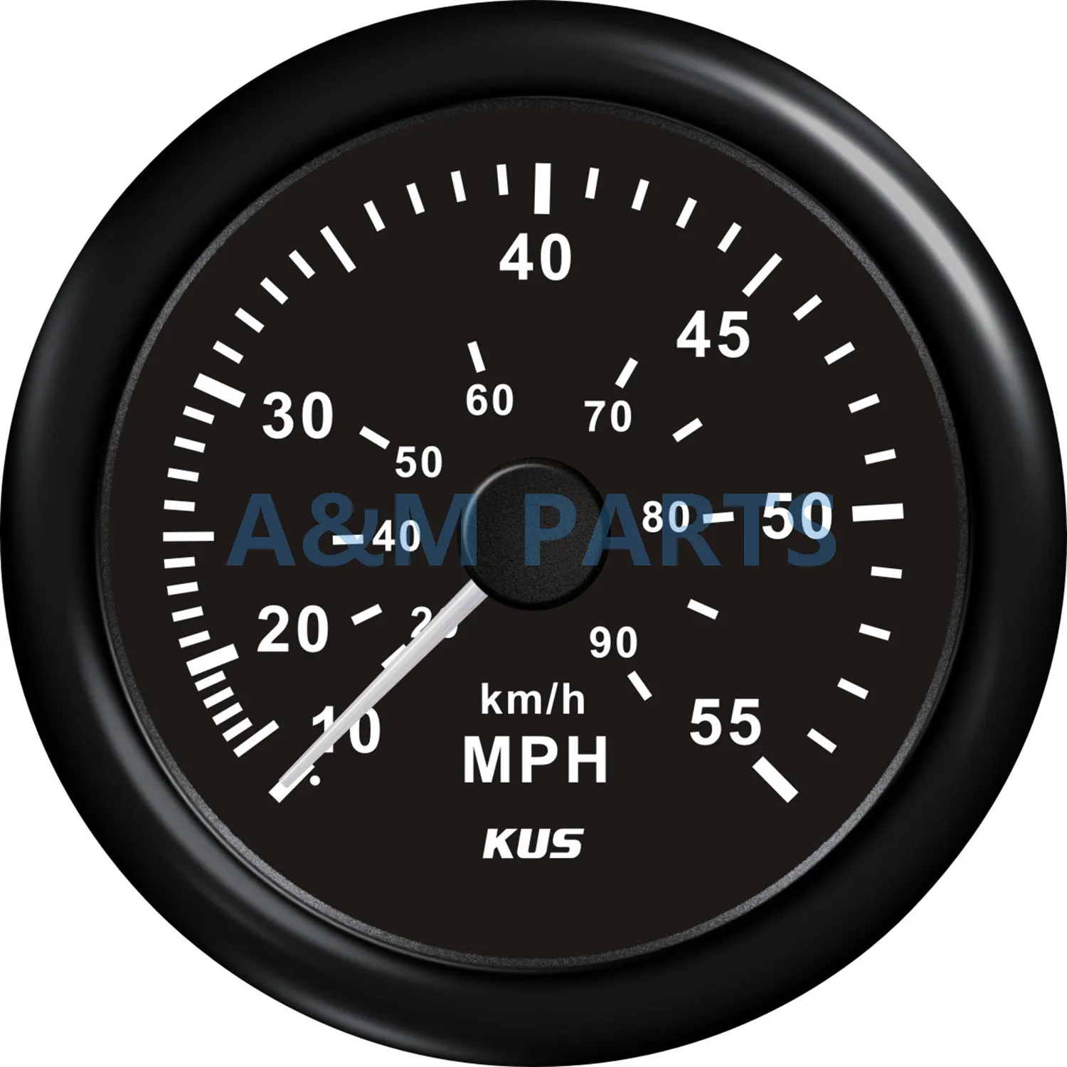 

KUS Boat Speedometer Marine Offroad Waterproof Speed Meter Gauge With Red Yellow LED Back Light 0-55 MPH 90 KM/H 85mm Black Face