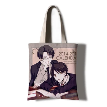 

Attack on Titan Levi Cosplay Women Canvas Shoulder Bag Ladies Handbag Totes Female Shopping Bags