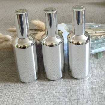 

140pcs 100ml high temperature silver plated refillable empty lotion head bottle,Emulsion, essence cream glass bottle, subpackage