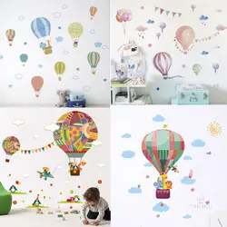 Мультфильм воздушный шар автомобиля стикеры стены спальни питомник животных домашнего декора Наклейки на стены ПВХ росписи art diy
