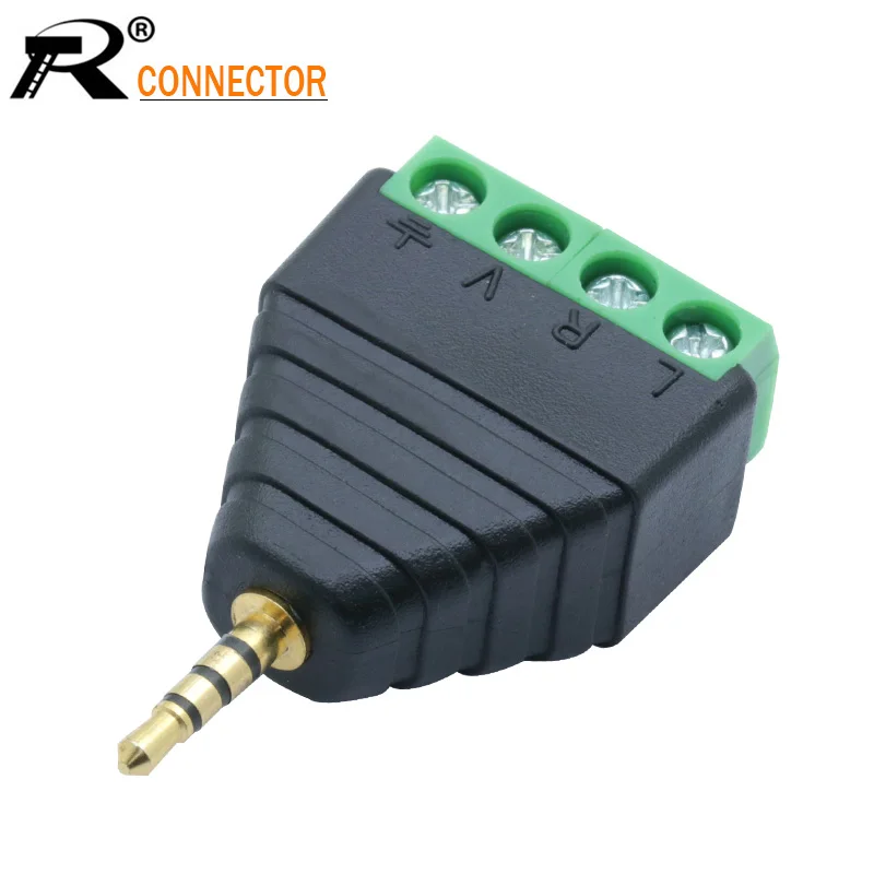 

4pcs Video AV Balun 2.5mm 4 Pole Stereo Male to AV Screw Terminal Stereo Jack 2.5 mm male 4 pin Terminal Block Plug connector