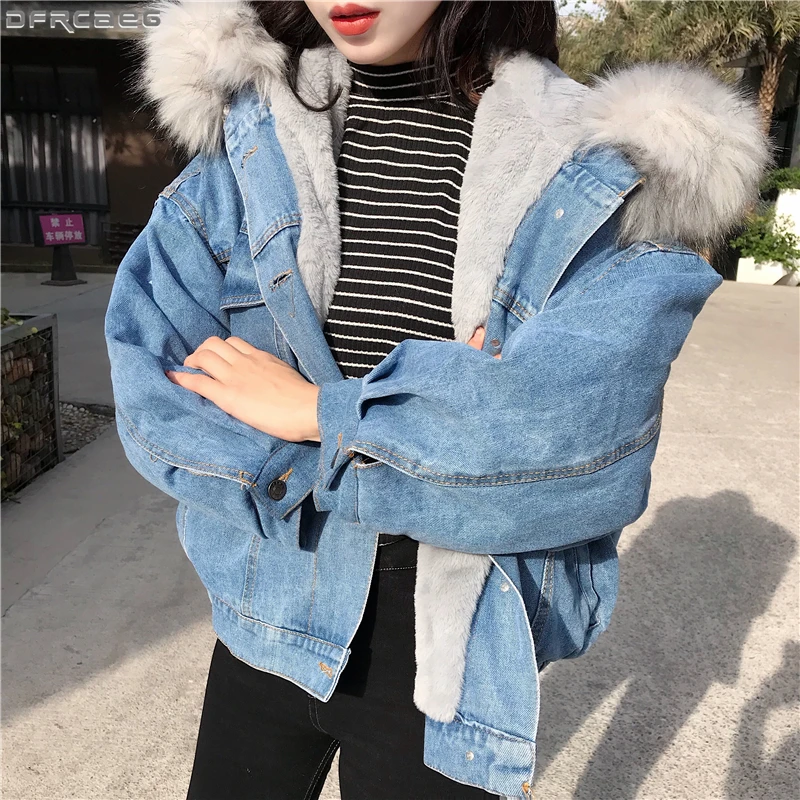 Big Faux Fur Collar Winter Jacket Women 
